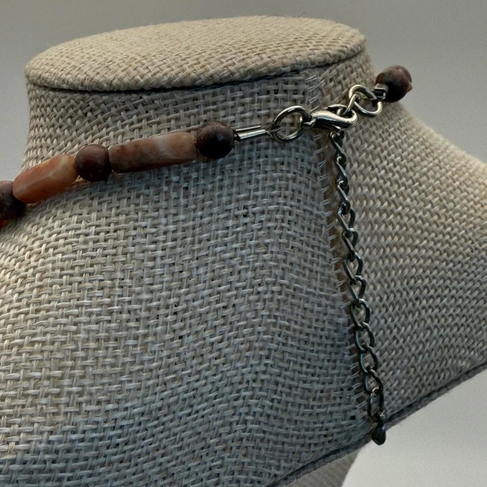 Brown Square‎ Jasper Gemstone Beaded Necklace Women Fashion Jewelry